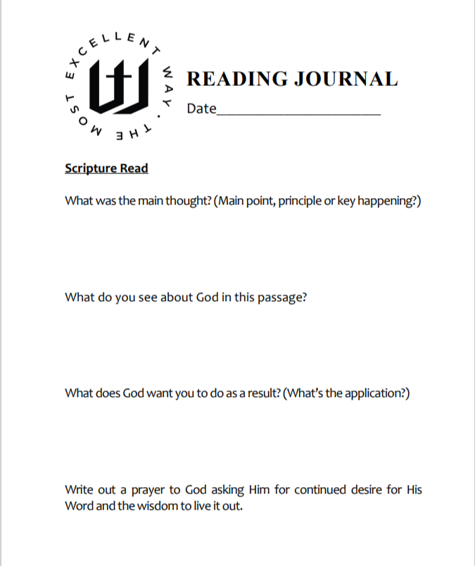 TMEW Reading Journal for Bible Study - Physical Copy